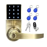 COLOSUS NDL319 Electronic Trusted Digital Keyless Door Lock for Home & Office Security, Touchscreen – 50 User Codes + 4 Key Fobs + 1 Remote + 2 Keys (Gold) …