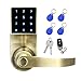 COLOSUS NDL319 Electronic Trusted Digital Keyless Door Lock for Home & Office Security, Touchscreen â€“ 50 User Codes + 4 Key Fobs + 1 Remote + 2 Keys (Gold) â€¦