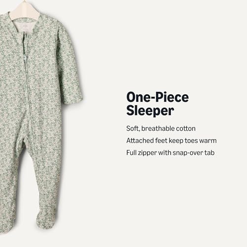 Image of Amazon Essentials x Sofia Grainge Unisex Babies' Cotton Footed Sleep and Play One-piece Bodysuit, Pack of 2