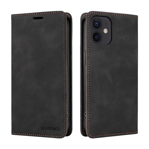 Capa Carteira Flip para iPhone 12 Mini Capinha de Couro com Suporte de Cartão Suporte Magnético para