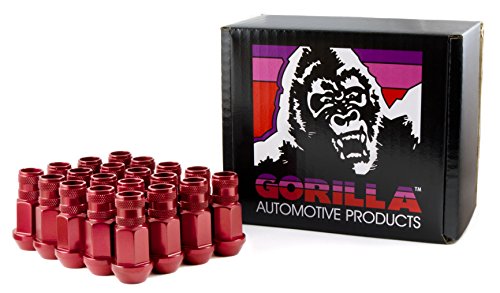 Amazing 🔥 Gorilla Automotive 44028RD-20 Red 12mm x 1.25 Thread Size Aluminum Open End Racing Lug Nut, (Pack of 20)