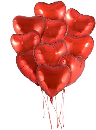 18 Inch Foil Balloons Red Heart Shape 10 Pcs for Birthday Wedding Engagement Anniversary Party Banner Decoration (Red) HP038