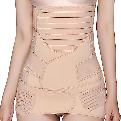 Dress Cici 3 in 1 Waist Trainer Postpartum Belt Maternity Fajas Full Body Shaper for Women Dark Beige Asia Size L Fit Waist 33.5-37 Inches