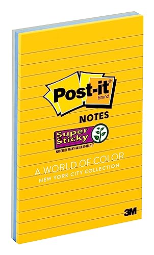 Image of Post-it Super Sticky Notes, Colors of the World Collection, 4 in x 6 in, New York (660-3SSNY)