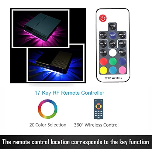 Wfpower Usb Rgb Led Cooler Cooling Fan Stand, Wireless Remote Controller, Multi-Color Led Light Accessories Compatible With Ps4, Ps4 Pro, Ps4 Slim, Xbox One X, Notebook, Laptop, Gaming Consoles #TOP7
