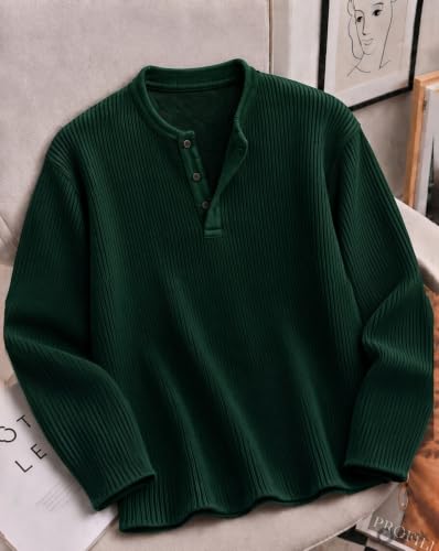 Image of AUSK Men's Premium Frill Texture Henley T Shirts || Full Sleeve Cotton Blend Casual T Shirt || Regular Fit T Shirts for Men || Ideal, Travel & Office Wear