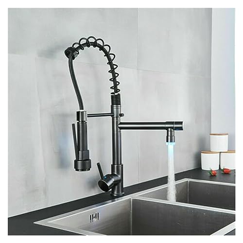 Grifo de fregadero monomando con muelle flexible y doble salida cromada 2