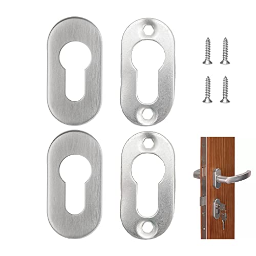2 juegos Roseta Inoxidable Cilindro cilíndrico picaporte PZ cilindro Bocallave para Manillas Acero inoxidable mate Para puertas interiores y exteriores cilíndricas perfiladas Mostrador (Plata A)