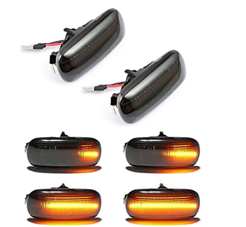 2Pcs Led Dynamic Side Marker led front fender side marker light Flowing Sequential Blinker Light Turn Signal Lamp Compatible with Audi Audi A3 A4 A6 S3 S4 RS4 S6 RS6 8P B8 B7 B6 C5 C7 (Smoked Lens)