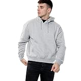 True Face Mens Hoodie Pullover Classic Hooded Top Plain Ribbed Cuff Long Sleeve Sweatshirt Pull Over Hoody Grey -2, Medium