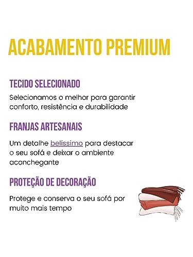 Kit 2 Mantas Para Sofá Gigantes 3 Metros Terracota Em Linho + 4 Capas