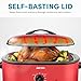 AROMA 18Qt. Roaster Oven with Self-Basting Lid, Fits 22-lb. Turkey, Adjustable Temperature Settings, Keep Warm Setting, Red (ART-718R)
