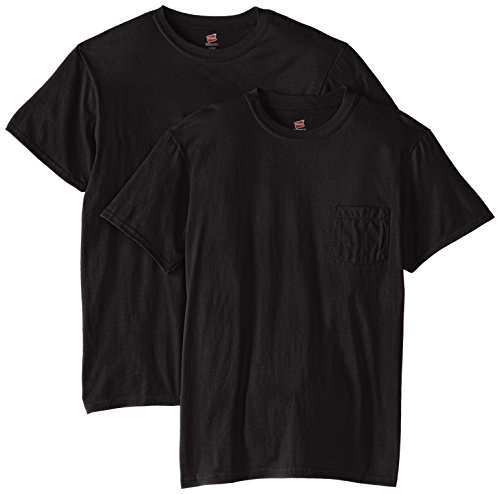 Hanes Men's Nano Premium Cotton Pocket T-Shirt (Pack of 2), Black, X-Large