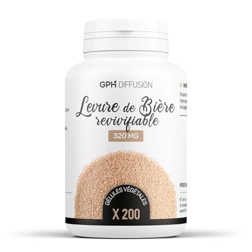 Levure de Bière Revivifiable | PEAU, CHEVEUX, ONGLES | Dosage élevé 1920 mg/jour | 200 Gélules Végétales | 30 Jours