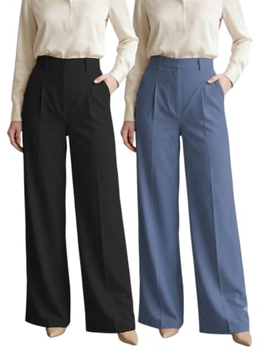 Image of GRECIILOOKS Trousers for Woman | Womens High Rise High Waist Flared Korean Style | Formal Pant for Women Office Wear| Track Pants for Womans Elegant for College & Events (Available in Plus Size)