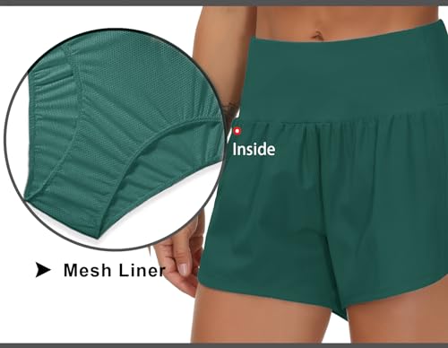 Image of THE GYM PEOPLE Womens High Waisted Running Shorts Quick Dry Athletic Workout Shorts with Mesh Liner Zipper Pockets