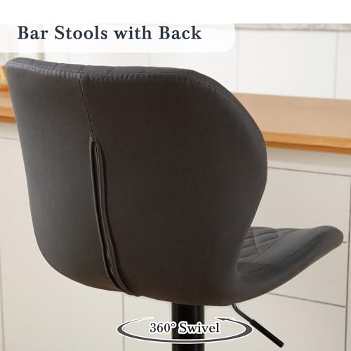 Image of Bar Stools Set of 6, Modern Swivel Counter Height Barstools for Kitchen Island Chairs, Adjustable Fabric Bar Stools with Back for Kitchen Counter Bar, Dark Grey