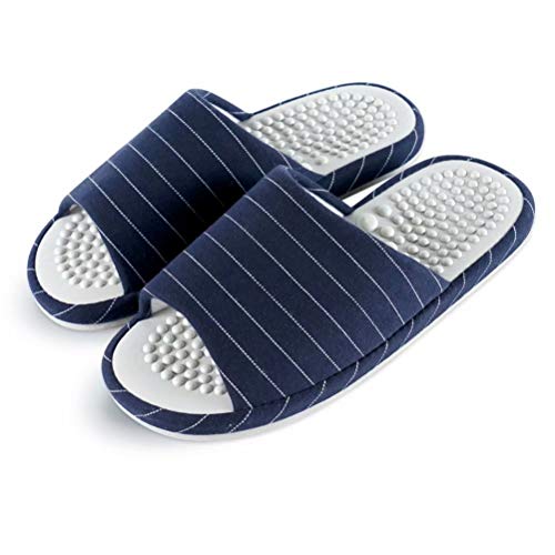 WINSHARE Men's Massage House Slippers - Memory Foam Open Toe Slides for Men