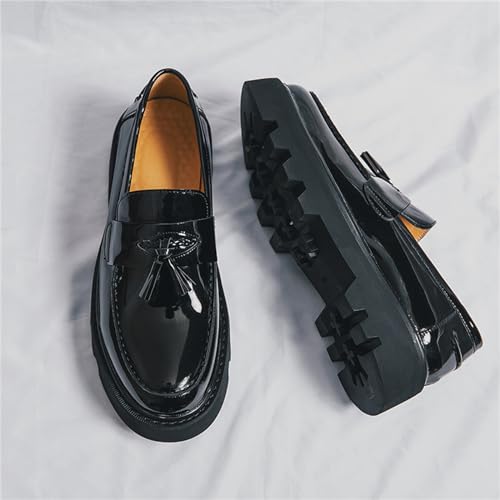 Men's Patent Leather Slip-On Tassel Dress Platform Loafers Casual Non-Slip Penny Formal Shoes Business Party Wedding Prom Moccasins Boat Shoes4