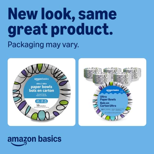 Image of Amazon Basics Ultra Paper Bowls, 20 Oz, Disposable, 300 Count, White (6 packs of 50), Packaging May Vary