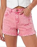 Vetinee Denim Shorts Women Denim Shorts for Women UK Hot Pink Size Large Fits UK Size 16 to UK Size 18
