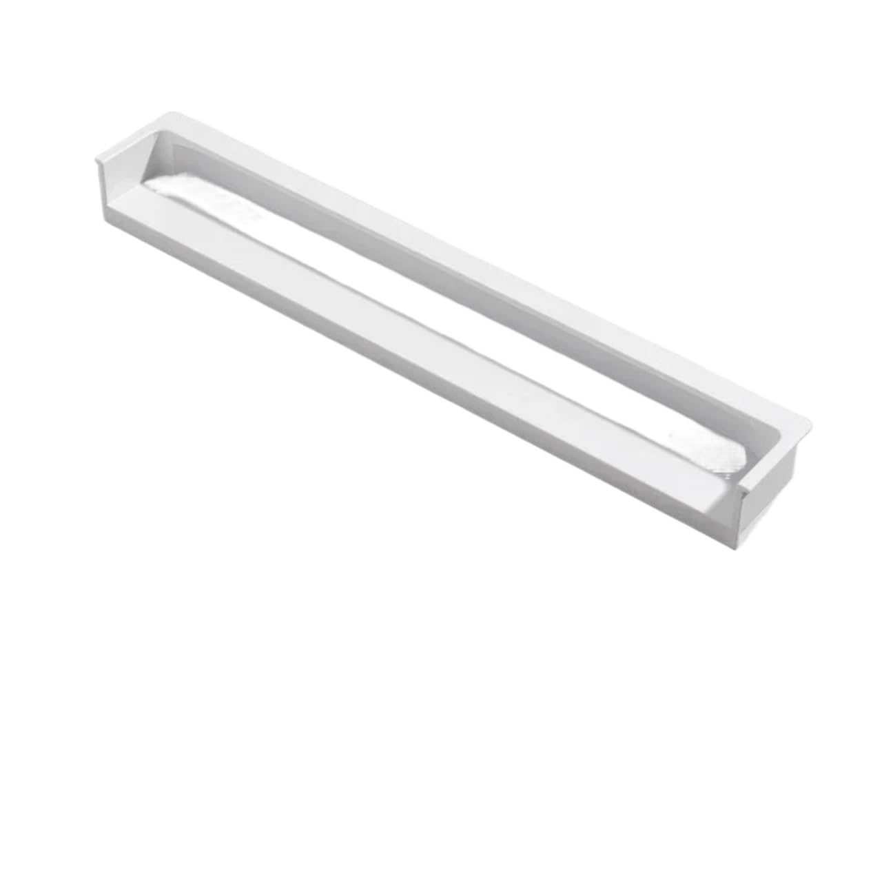 ATEUXOL Recessed Door Handles Drawer Door Cabinet Handle Skin Texture Slotted Embedded Same Color Dark Button(White 200mm)