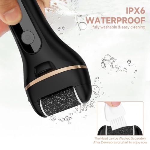 Image of Electric Callus Remover for Feet with 3 Rollers, Waterproof Electric Foot Callus Remover, Rechargeable Portable Foot Scrubber, Professional Pedicure Tools, Foot Care for Dry /Dead Skin, 2 Speed, Black
