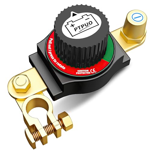 PTPUO Top Post Battery Disconnect Switch, Car Battery Disconnect Switch, 12V-48V Battery Cut/Shut Off kit for Car RV Boat Truck ATV, Suitable for Negative Terminal, Flexible Installation Options