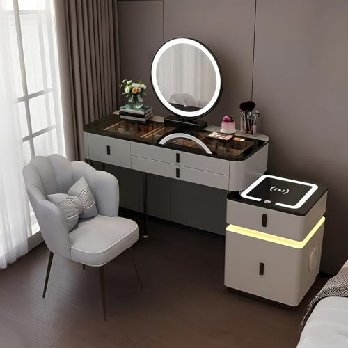Große Schminktisch 100CM/80CM, Kosmetiktisch mit Spiegel 3 Einstellbare Helligkeiten, Frisiertisch...