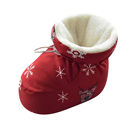 Raopuzi Patucos Bebe Invierno Botas Recién Nacido con Forro Grueso Zapatillas Bebe Cálidas Suela Suave Botines de Nieve Ajustables Zapatos de Softshell Impermeables Estampados Lindos 6-18 meses