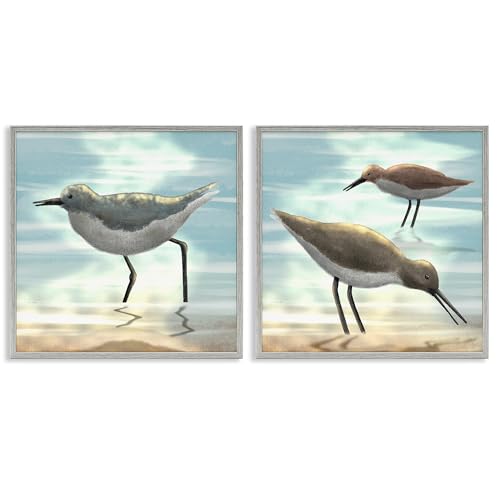 'Dawning Friends Sandpiper Coast'| 2pc Framed Giclee Art Set 2