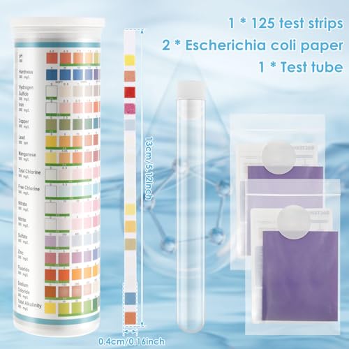 17 in 1 Water Testing Kits for Drinking Water, Easy Drinking Water Test Kit, Home Tap and Well Water Test Kit, 125 Strips Well and Drinking Water Test Kit for Hardness, pH, Lead, Iron