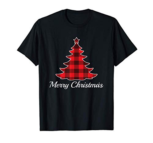 Buffalo Plaid Merry Christmas Tree Holiday Camiseta