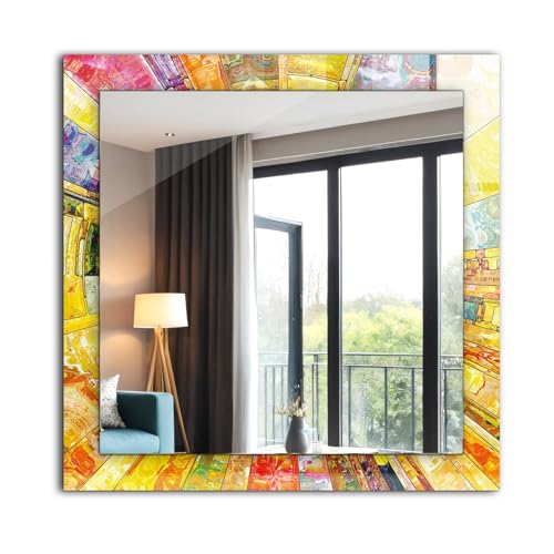Miroir imprimé mosaïque abstraite colorée 60x60 décoration murale - 2