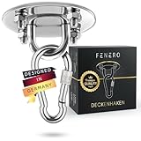 FENERO Deckenhaken Hängesessel 400kg – Boxsack Halterung, Hängematten Befestigung, Schaukelhaken - Deckenhalterung Outdoor & Indoor – Schwerlasthaken Edelstahl Aufhängung