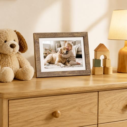 Image of upsimples 5x7 Picture Frame, Wall Decor Photo Frames, Rustic Brown 1 Pack | 5 x 7 Small Frame, 4x6 Frame with Mat for Gallery Wall, Farmhouse, Family, Baby, Dog, Dorm, Christmas, Mothers' Day