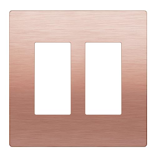 Image of LIDER Double Decorator Metal Wall Plate, Temperature and Impact Resistant, Screwless Cover, Modern Upgrade, Mid-Size 2-Gang 4.88 inch x 4.92 inch, UL Listed, Stainless Steel, Brushed Rose Gold, 1-Pack