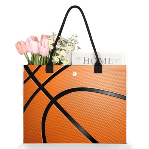 Sports Basketball Yellow Tote Bag for Women Large Beach Bag Reusable Grocery Bags Tote Bag for Work Shopping Travel Beach3