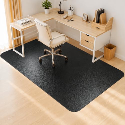 Image of Kuyal Chair mat for Hardwood Floor 46 x 72 inches Rectangle Floor Mats Wood /Tile Protection Mat for Office & Home, Black