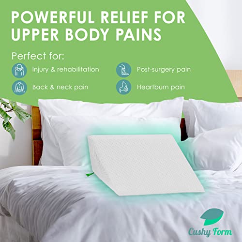 Cushy Form Wedge Pillows For Sleeping - Triangle Memory Foam Bed Support Rest For Back, Shoulder & Neck Discomfort - Multipurpose Bed Pillow & Knee Pillow For Support #TOP1