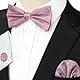 JEMYGINS Herren Fliege mit Cashewblütendesign Retro-Design mit Manschettenknöpfen und Einstecktuch,Rosa Dame. Rosa Dame