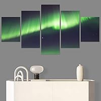 SIGNWIN 5 Panel Canvas Wall Art Astronomy & Space Contemporary Cosmic Dramatic Green Group Photography Realism Ultra for Home Decorations Ready to Hang - 60