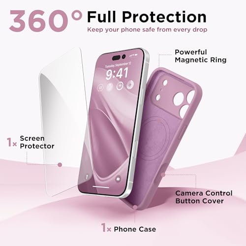 GolbinBox Magnetic for iPhone 17 Pro Max Case, Compatible with MagSafe, [Full Camera Protection] [Screen Protector], Silicone Shockproof Phone Cover with Anti-Scratch Microfiber Lining, Roland Purple by GolbinBox - Image 7