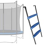 New upgraded universal 3-step trampoline ladder, rust-proof steel ladder, wide non-slip step, 39-inch long trampoline accessory with blue floor mat