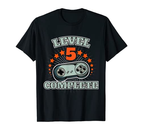 Nivel 5 Completa Gamer 5th Anniversary Birthday Gaming Camiseta