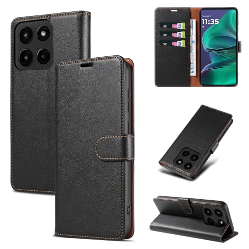 RKINC Wallet Case for Moto G 5G 2026, 3 Card Holders, Jet Black