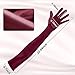 Lansian Women's 22'' Long Satin Gloves White Elbow Length 1920s Opera Bridal Dance Gloves For Evening Party Opera Costume Accessory, Wine Red
