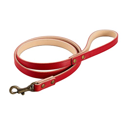 POP Sand Tochigi Leather Dog Leash for Medium Dogs, Dog Lead, Red, Size M, Made in Japan, BONBI ALCON