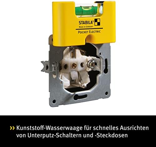 Bild 1 - STABILA Mini-Wasserwaage Pocket Electric, 7 cm, starker Seltenerd-Magnet, 1 Horizontal-Libelle, Made in Germany, Gelb