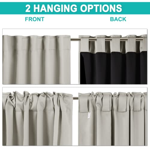 Nicetown Natural Living Room Completely Shaded Draperies, Privacy Protection & Noise Reducing Drapes For Laundry, Black Lined Insulated Window Treatment Curtain Panels (2 Pieces, W52 X L84) #TOP4